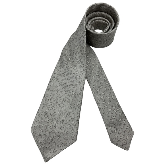 GIORGIO ARMANI XL Silver Paisley Silk LUXURY Tie ITALY - Picture 1 of 4